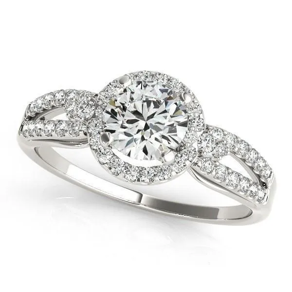 Latasha Round Center Stone Split Shank Cathedral Engagement Ring Fire Brilliance Rings