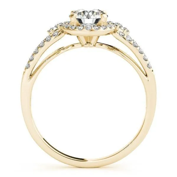 Latasha Round Center Stone Split Shank Cathedral Engagement Ring Fire Brilliance Rings