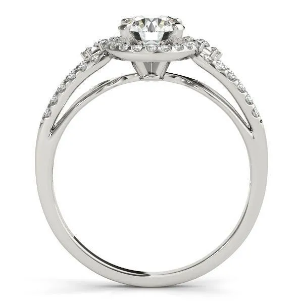 Latasha Round Center Stone Split Shank Cathedral Engagement Ring Fire Brilliance Rings