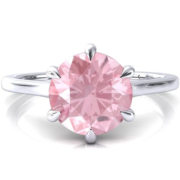 Lizzy Round Pink Sapphire 6 Claw Prong Cathedral Engagement Ring Fire Brilliance Rings Lizzy Round Pink Sapphire 6 Claw Prong Cathedral Engagement Ring Fire Brilliance Rings
