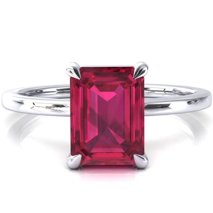 Lyla Emerald Ruby 4 Claw Prong Single Rail Solitaire Ring Fire Brilliance Rings Lyla Emerald Ruby 4 Claw Prong Single Rail Solitaire Ring Fire Brilliance Rings