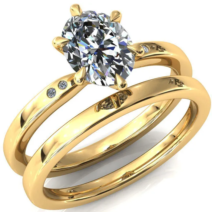 Maise Oval Center Stone 6 Prong Diamond Accent Engagement Ring Fire Brilliance Rings