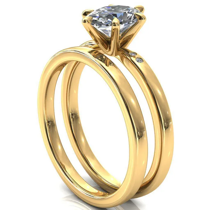 Maise Oval Center Stone 6 Prong Diamond Accent Engagement Ring Fire Brilliance Rings