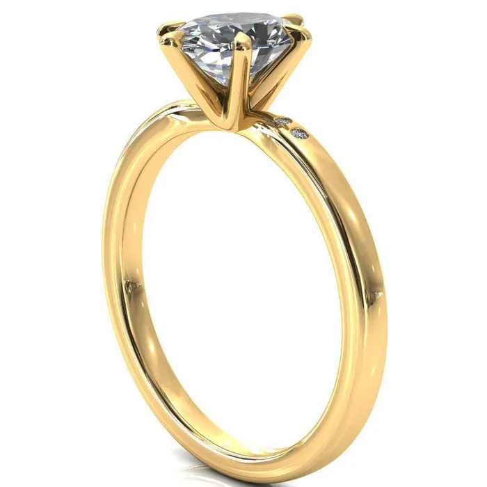 Maise Oval Center Stone 6 Prong Diamond Accent Engagement Ring Fire Brilliance Rings