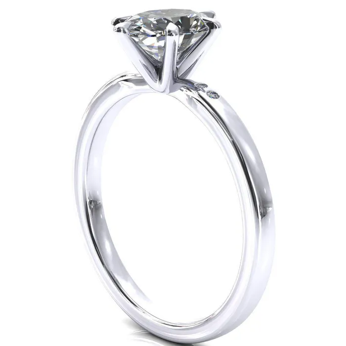 Maise Oval Center Stone 6 Prong Diamond Accent Engagement Ring Fire Brilliance Rings