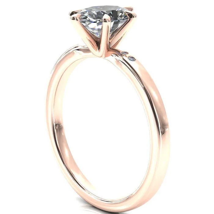 Maise Oval Center Stone 6 Prong Diamond Accent Engagement Ring Fire Brilliance Rings