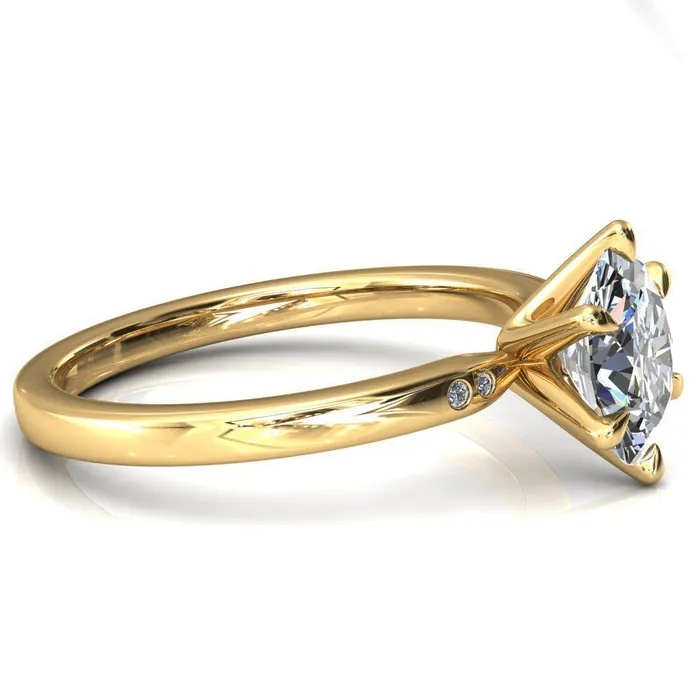 Maise Oval Center Stone 6 Prong Diamond Accent Engagement Ring Fire Brilliance Rings