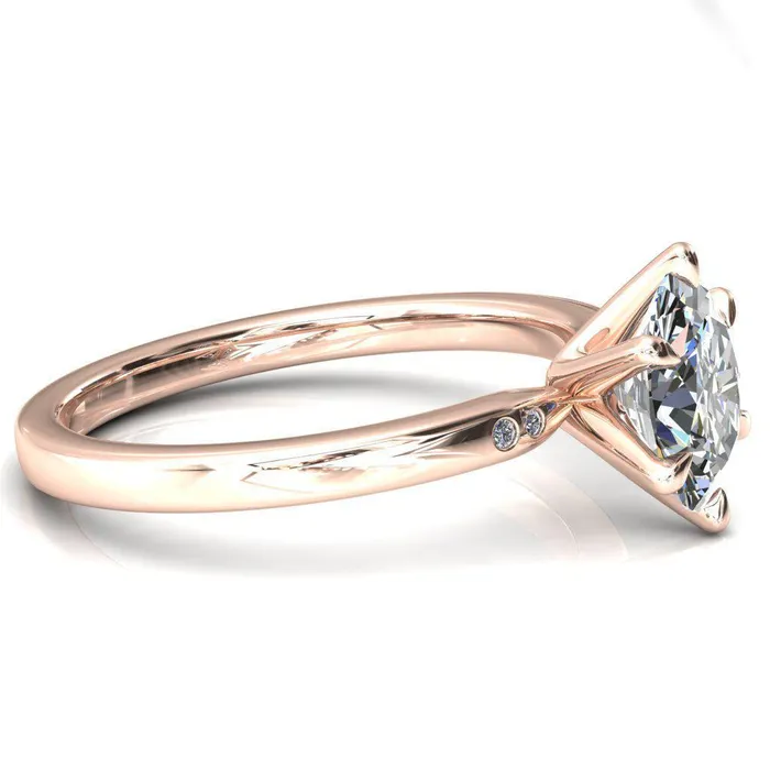 Maise Oval Center Stone 6 Prong Diamond Accent Engagement Ring Fire Brilliance Rings