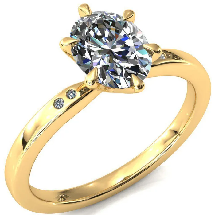 Maise Oval Center Stone 6 Prong Diamond Accent Engagement Ring Fire Brilliance Rings