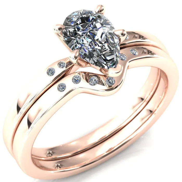 Maise Pear Center Stone 5 Prong Diamond Accent Engagement Ring Fire Brilliance Rings Maise Pear Center Stone 5 Prong Diamond Accent Engagement Ring Fire Brilliance Rings