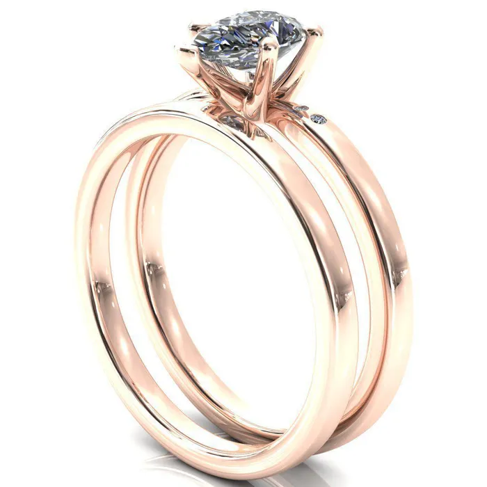 Maise Pear Center Stone 5 Prong Diamond Accent Engagement Ring Fire Brilliance Rings