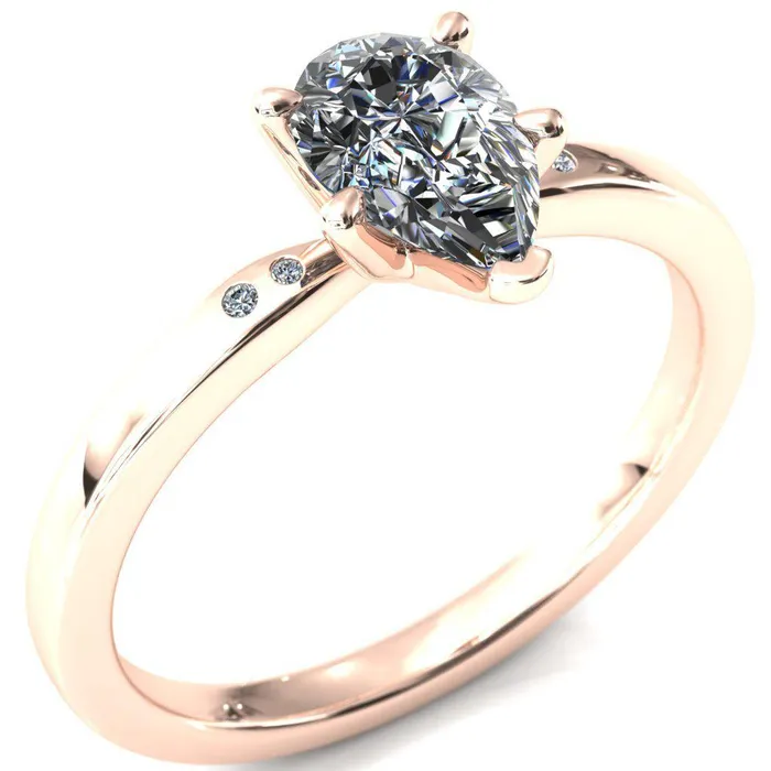 Maise Pear Center Stone 5 Prong Diamond Accent Engagement Ring Fire Brilliance Rings