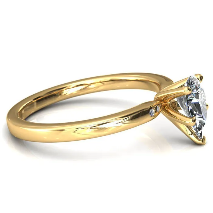 Maise Pear Center Stone 5 Prong Diamond Accent Engagement Ring Fire Brilliance Rings