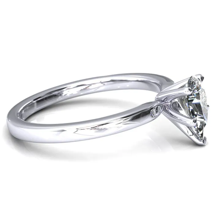 Maise Pear Center Stone 5 Prong Diamond Accent Engagement Ring Fire Brilliance Rings