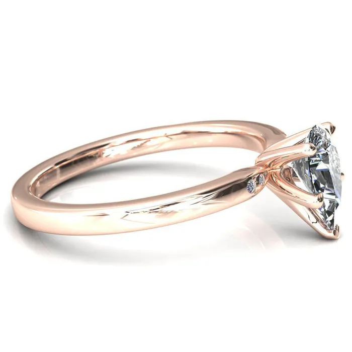 Maise Pear Center Stone 5 Prong Diamond Accent Engagement Ring Fire Brilliance Rings