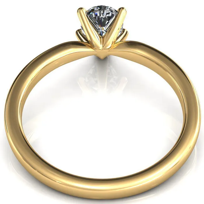 Maise Pear Center Stone 5 Prong Diamond Accent Engagement Ring Fire Brilliance Rings