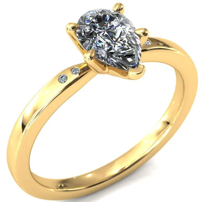 Maise Pear Center Stone 5 Prong Diamond Accent Engagement Ring Fire Brilliance Rings