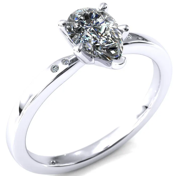 Maise Pear Center Stone 5 Prong Diamond Accent Engagement Ring Fire Brilliance Rings