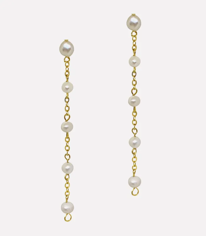 Malaya TwoWay Dangling Pearl Earrings Arete Earrings