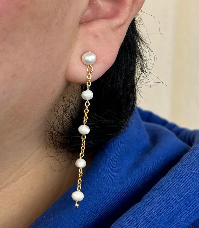 Malaya TwoWay Dangling Pearl Earrings Arete Earrings