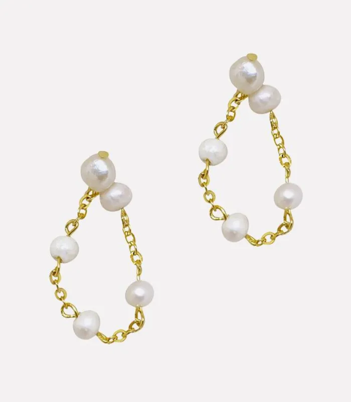Malaya TwoWay Dangling Pearl Earrings Arete Earrings