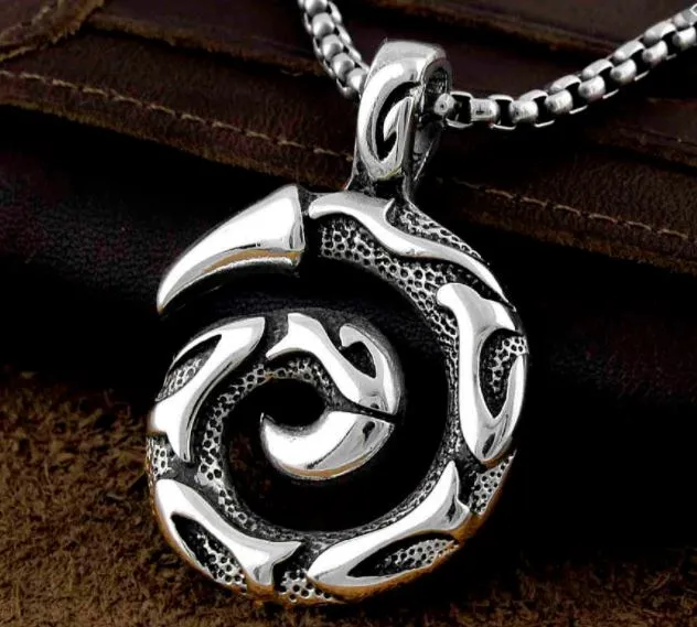 N1109 Silver Tribal Spiral Pendant Necklace POLLY Necklaces