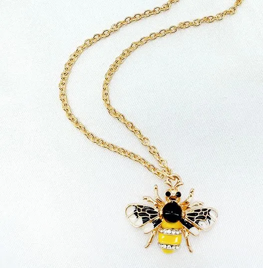 N968 Gold Yellow Bumble Bee Necklace with FREE Earrings 01 Necklaces