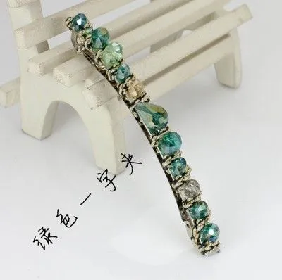 Necklaces 01 H110 Shades of Green Beaded Hair Clip