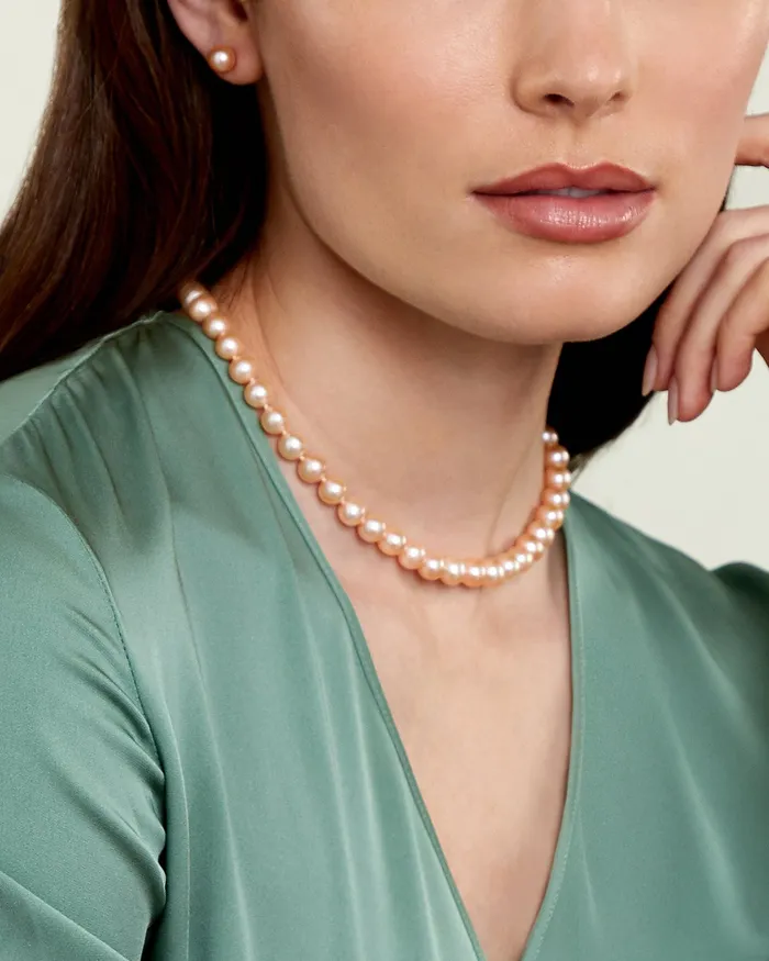 Necklaces 8085mm Peach Freshwater Pearl Necklace AAAA Quality spt