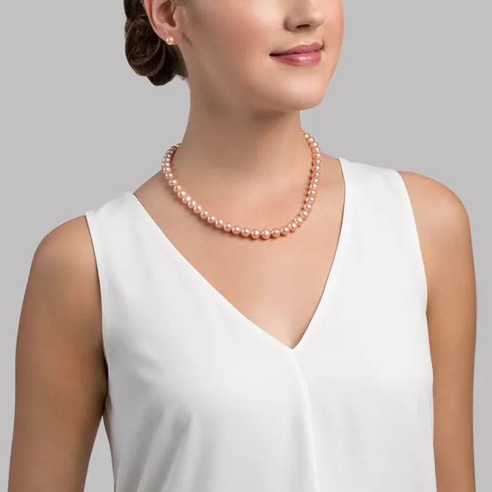 Necklaces 8085mm Peach Freshwater Pearl Necklace AAAA Quality spt