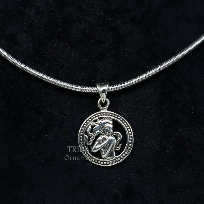 Necklaces 925 sterling silver amazing horoscope zodiac Virgo sign or symbol pendant unique Kanya Rashi symbol pendant best ethnic jewelry nsp572 TRIBAL ORNAMENTS