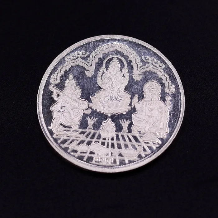 Necklaces 999 solid silver amazing Indian idol lord Ganesha laxmi and sarashwati print 20 grams coin amazing gifting and collcetible coin sst04 TRIBAL ORNAMENTS