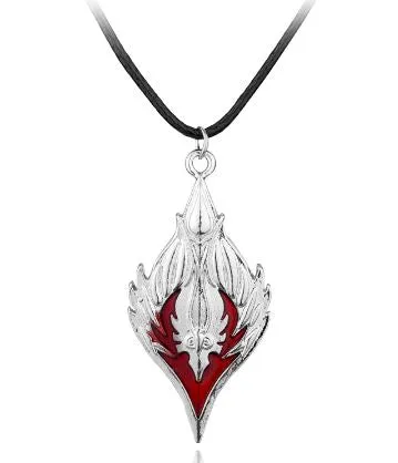 Necklaces alice AZ172 Silver Red Blood Elf Anime on Leather Cord Necklace with FREE EARRINGS Necklaces alice AZ172 Silver Red Blood Elf Anime on Leather Cord Necklace with FREE EARRINGS