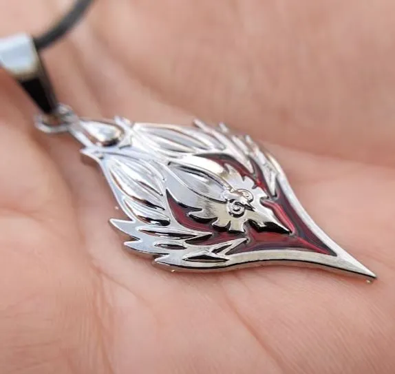 Necklaces alice AZ172 Silver Red Blood Elf Anime on Leather Cord Necklace with FREE EARRINGS