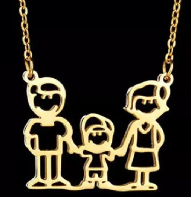 Necklaces alice AZ361 Gold 1 Boy Family Necklace with FREE EARRINGS