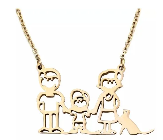 Necklaces alice N158 Gold Boy Pet Family Necklace with FREE EARRINGS