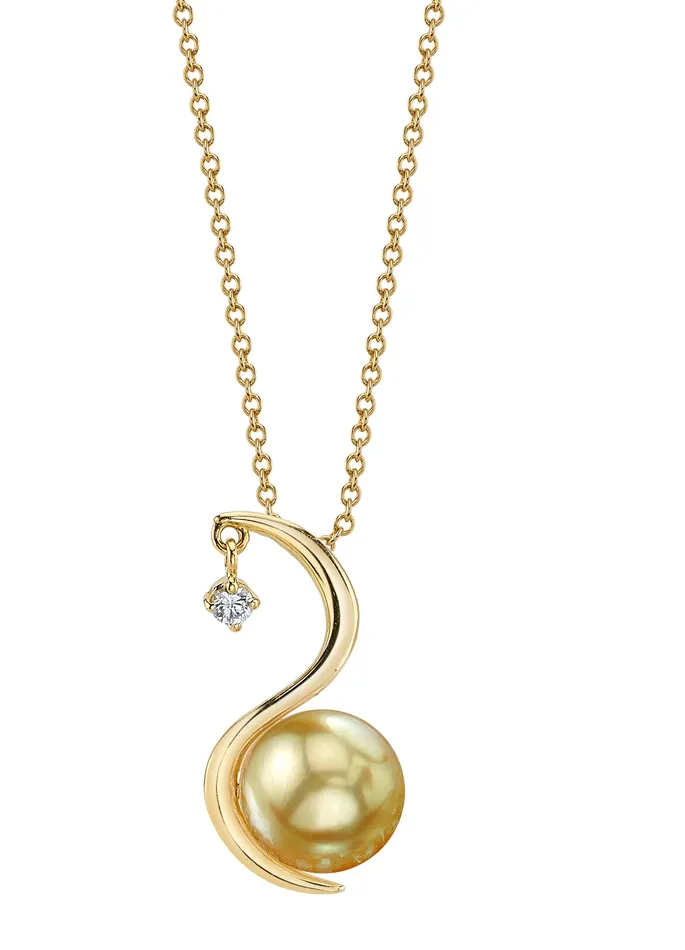 Necklaces Golden South Sea Pearl Diamond Nile Pendant spt