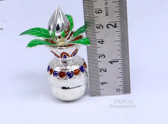Necklaces Gorgeous Sterling silver handmade vintage design puja kalash with silver coconuts and leaf excellent home temple article worshipping su820 TRIBAL ORNAMENTS