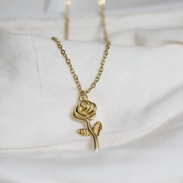 Necklaces Jewelvers 18K GoldFilled Rose Pendant Necklace