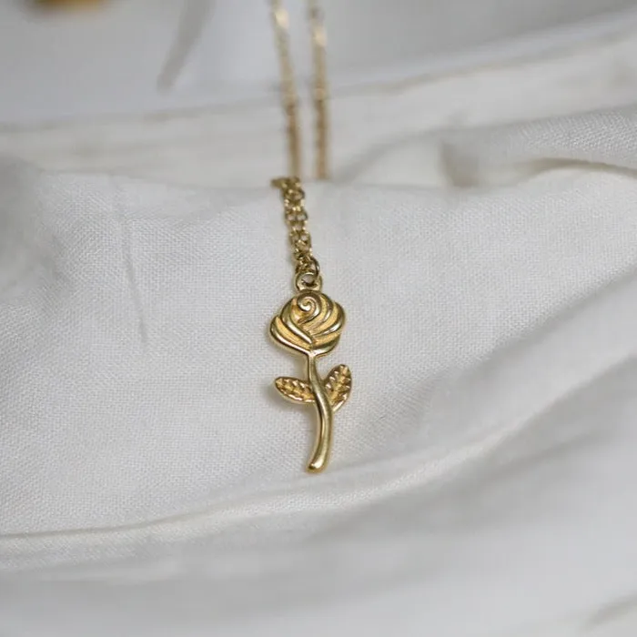 Necklaces Jewelvers 18K GoldFilled Rose Pendant Necklace Necklaces Jewelvers 18K GoldFilled Rose Pendant Necklace