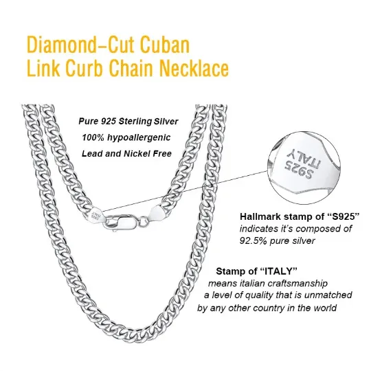 Necklaces Jewelvers 925 Sterling Silver Cuban Link Chain for Men Necklaces Jewelvers 925 Sterling Silver Cuban Link Chain for Men