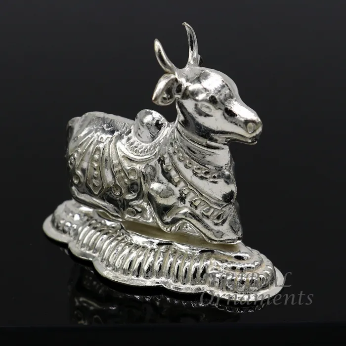 Necklaces Lord Shiva Vahan Nandi Maharaj sterling silver handmade small article for puja best gift for lord Shiva divine statue su983 TRIBAL ORNAMENTS