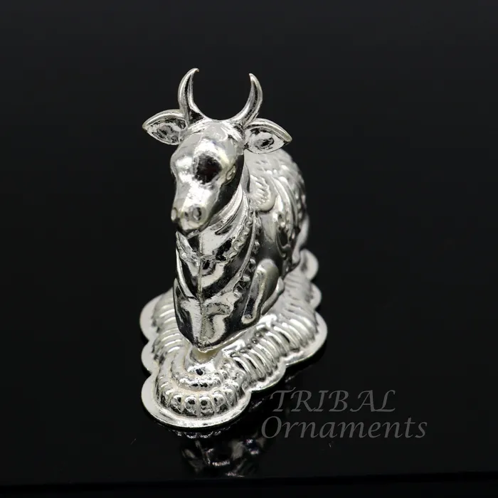 Necklaces Lord Shiva Vahan Nandi Maharaj sterling silver handmade small article for puja best gift for lord Shiva divine statue su983 TRIBAL ORNAMENTS