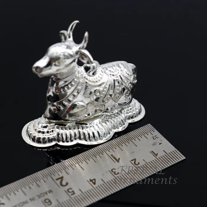 Necklaces Lord Shiva Vahan Nandi Maharaj sterling silver handmade small article for puja best gift for lord Shiva divine statue su983 TRIBAL ORNAMENTS