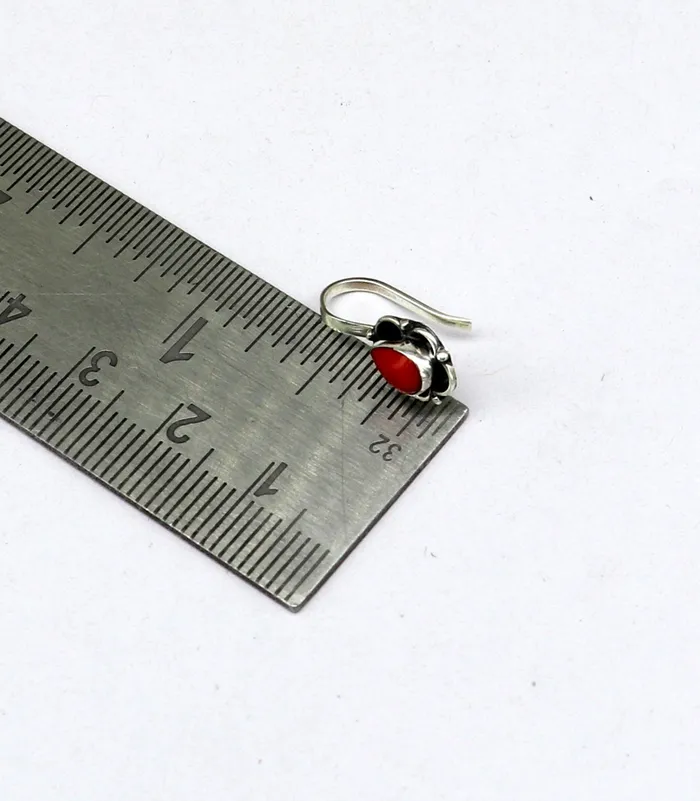 Necklaces Modern trendy stylish 925 sterling silver customized single coral nose pin best gift nose plug clipon nose pin fabulous party wear np110 TRIBAL ORNAMENTS