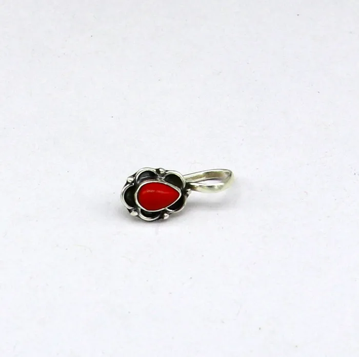Necklaces Modern trendy stylish 925 sterling silver customized single coral nose pin best gift nose plug clipon nose pin fabulous party wear np110 TRIBAL ORNAMENTS