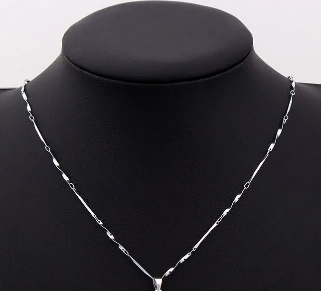 Necklaces N460 Silver Dainty Heart Rhinestone Necklace with FREE Earrings POLLY