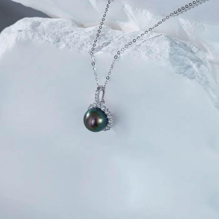 Necklaces Pearly Lustre 18K Solid Gold Saltwater Tahitian Pearl Necklace KN00156