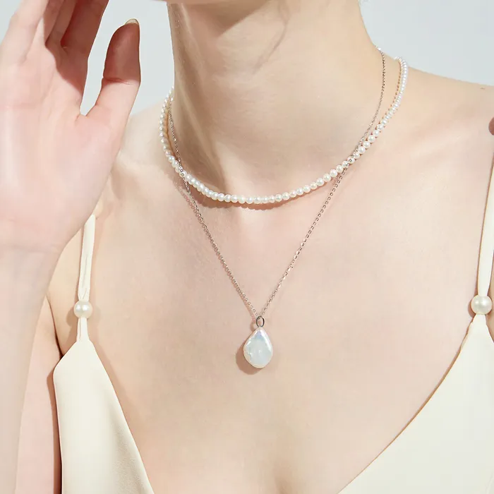 Necklaces Pearly Lustre Keshi Freshwater Pearl Necklace WN00624