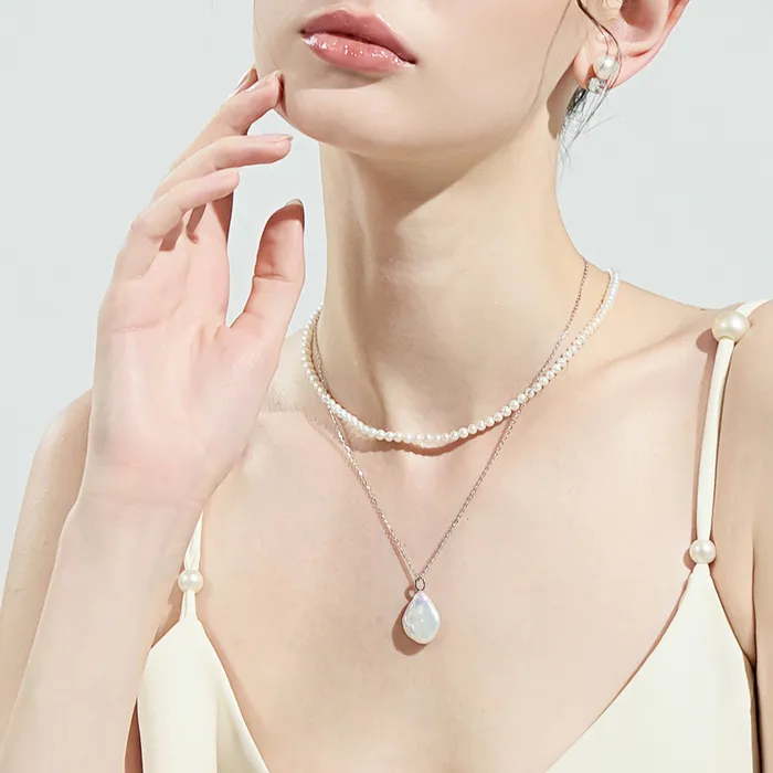 Necklaces Pearly Lustre Keshi Freshwater Pearl Necklace WN00624